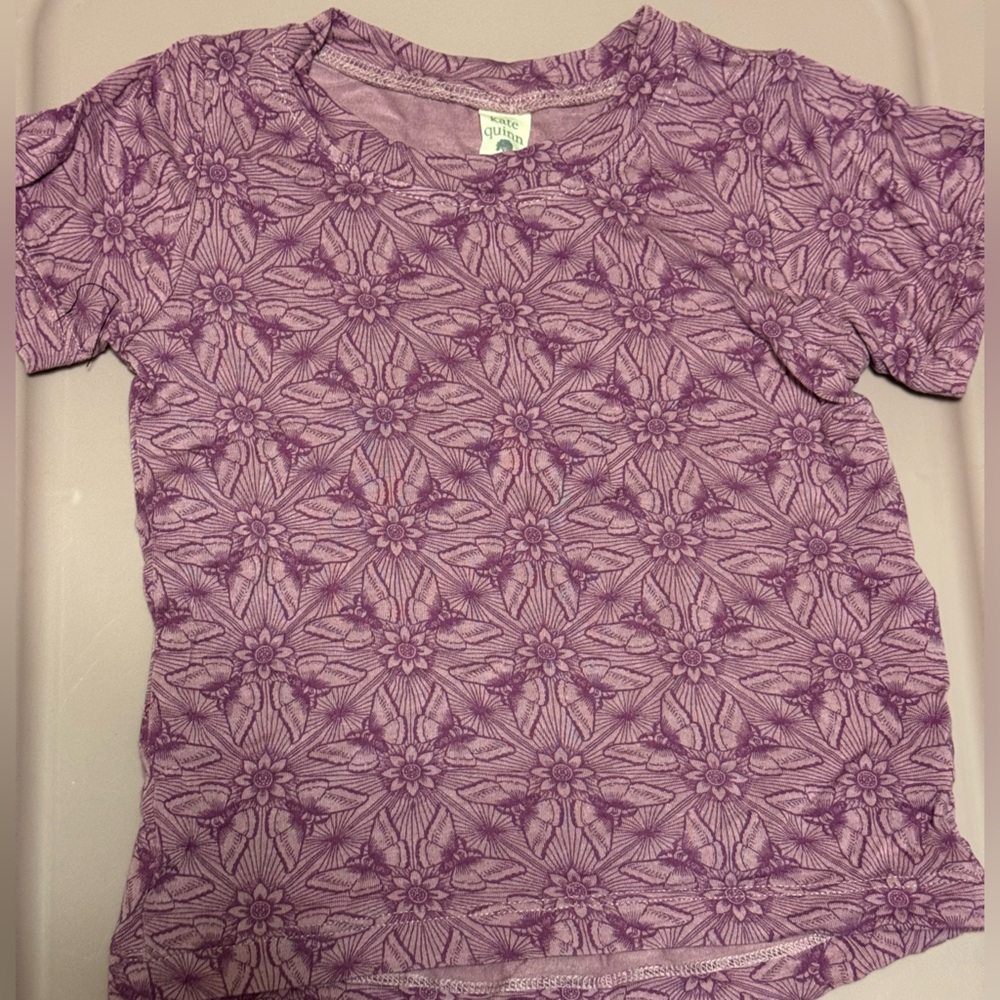 Kate Quinn Lavender Moth-Patterned Short Sleeve Tee
